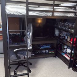 Loft Bed With Desk And Bookcase. 