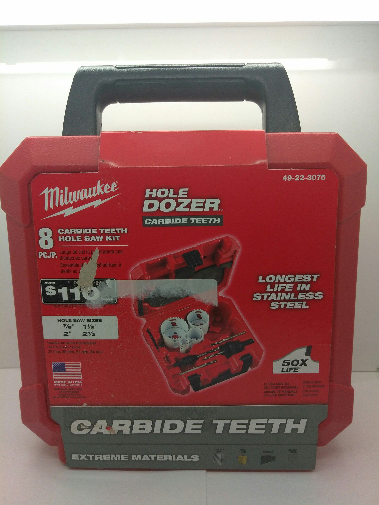 Milwaukee hole dozer carbide teeth 8-piece hole saw kit 49-22-3075
