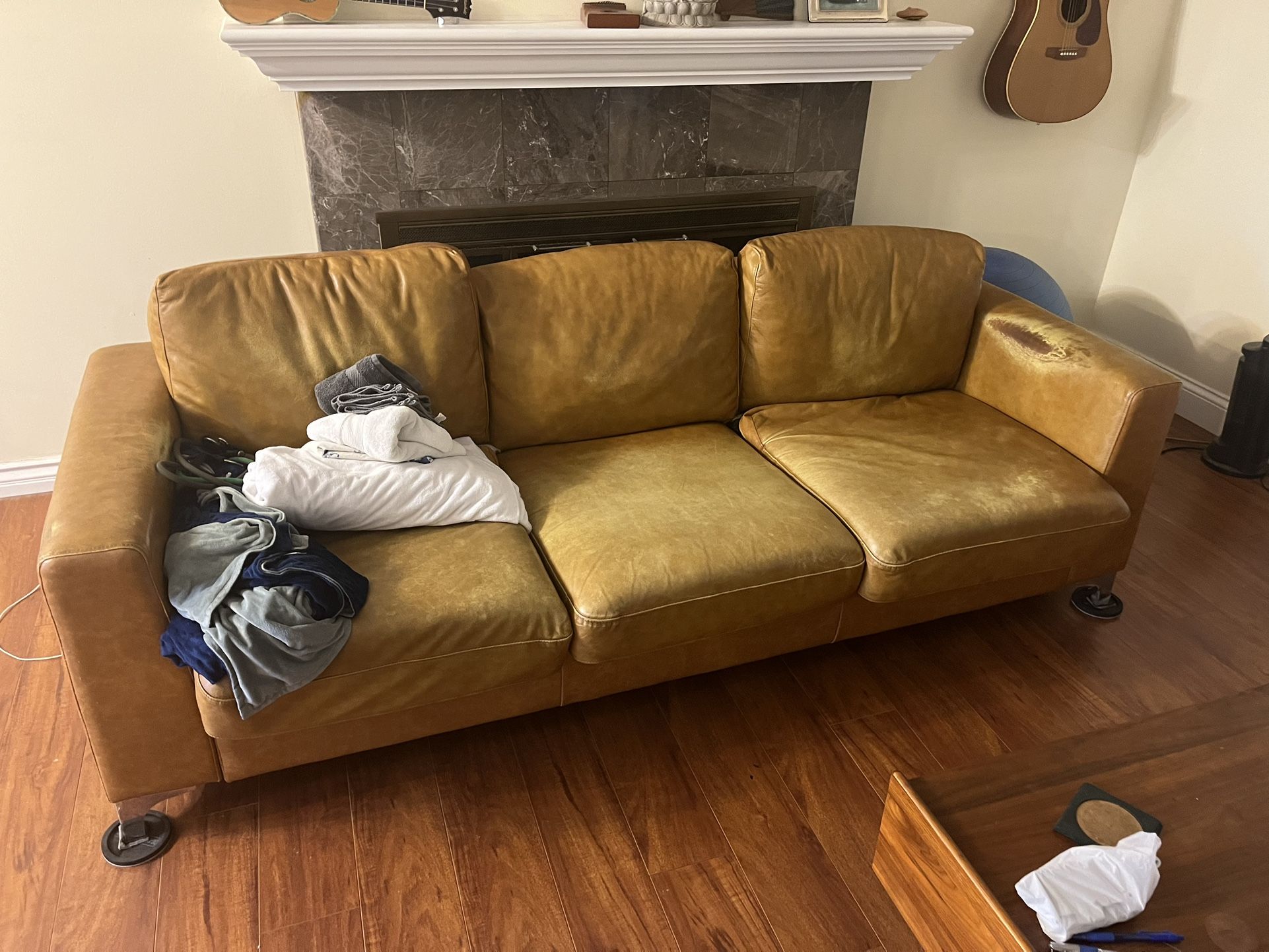 Leather 2 Person And 3 Person Couch Sofa