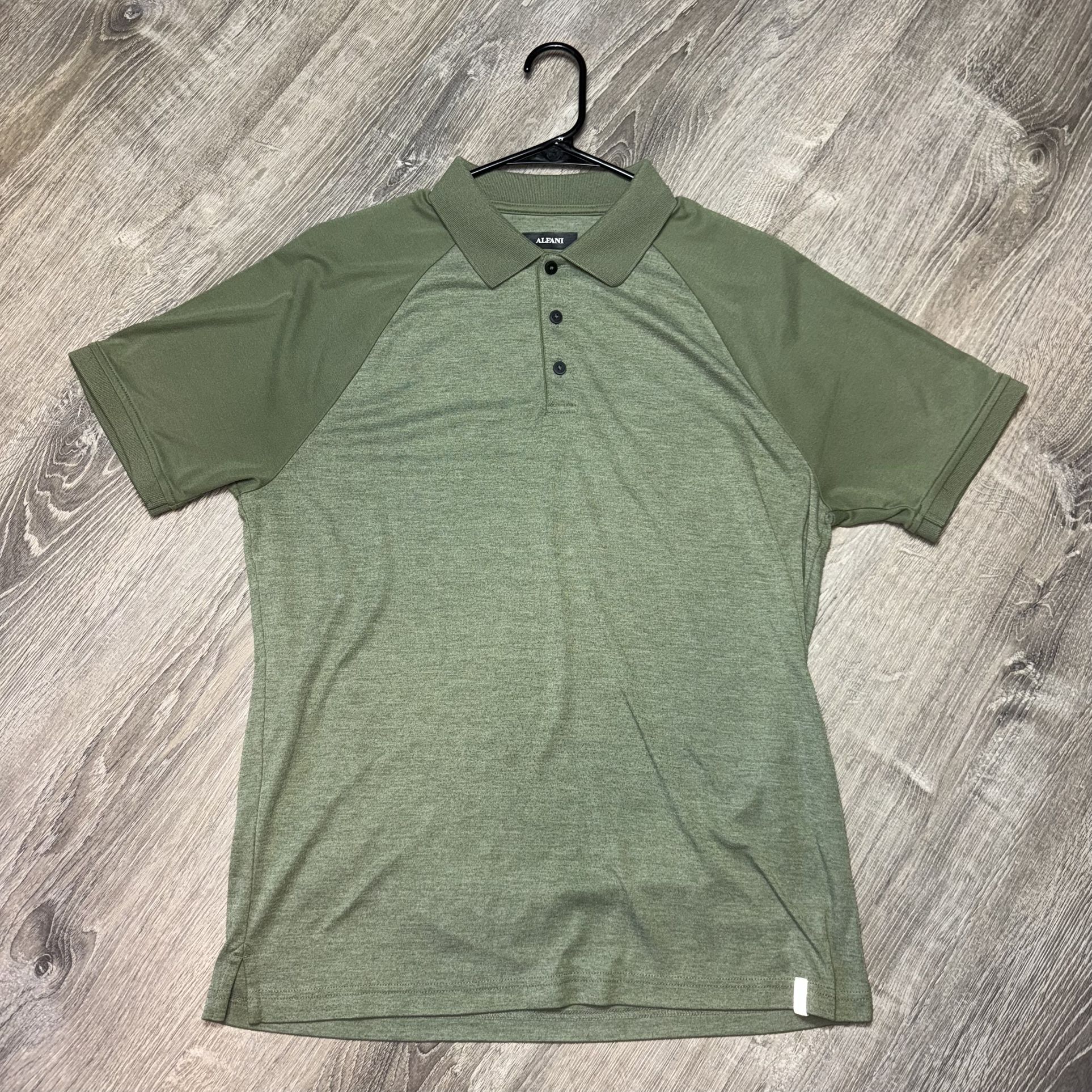 Alfani Men’s Performance Stretch Polo Shirt Green Raglan Golf Casual Size M
