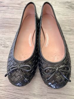 Geox Black Woven Ballet Flats Bow Slip On Comfort Women's 6.5