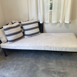Modern Black Rope And Black Steel Chaise Lounge Sofa