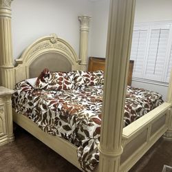 Aico Bone Color King Size Bedroom Set. 