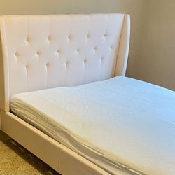 $160 - Full size upholstered bed frame - light pink