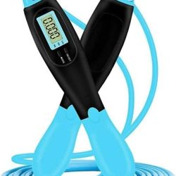 LXMTOU Jump Rope with Counter 9999 Times for Workout Fitness Exercise Training Adults Women Kids Men (Black&Blue)