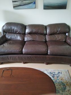 Brown leather sofa