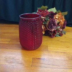 Red Bubbled Flower Vase