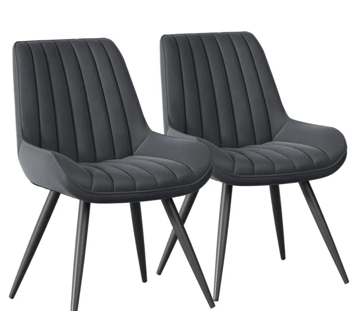 Comfy Thick Cushions Modern Dining Chairs Set Of 2 - Upholstered Fabric Kitchen Side Chairs with Metal Legs - Suitable for Office Bar Kitchen Dining