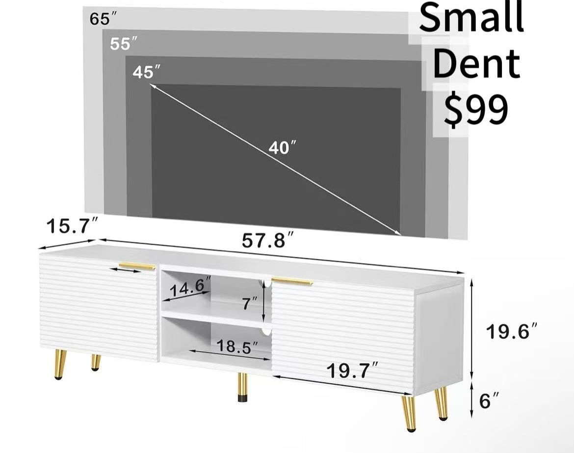 😀 TV Stand Modern Entertainment Center Media Console Table for 65 Inch TV for Living Room Bedroom White with Storage Cabinet Open Shelves