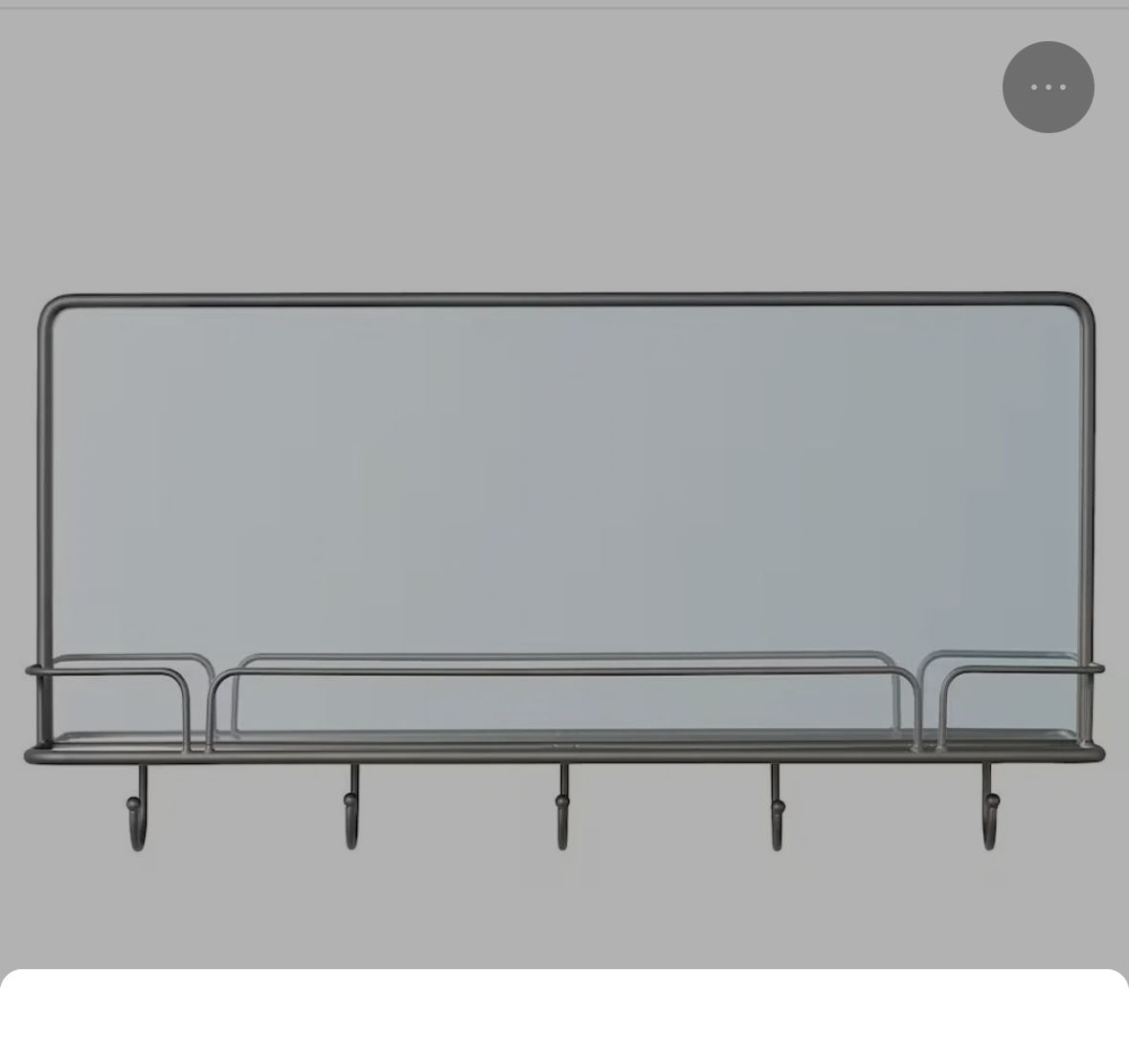 Ikea SYNNERBY Mirror with shelf and 5 hooks, gray, 28x15 " Glass/Steel