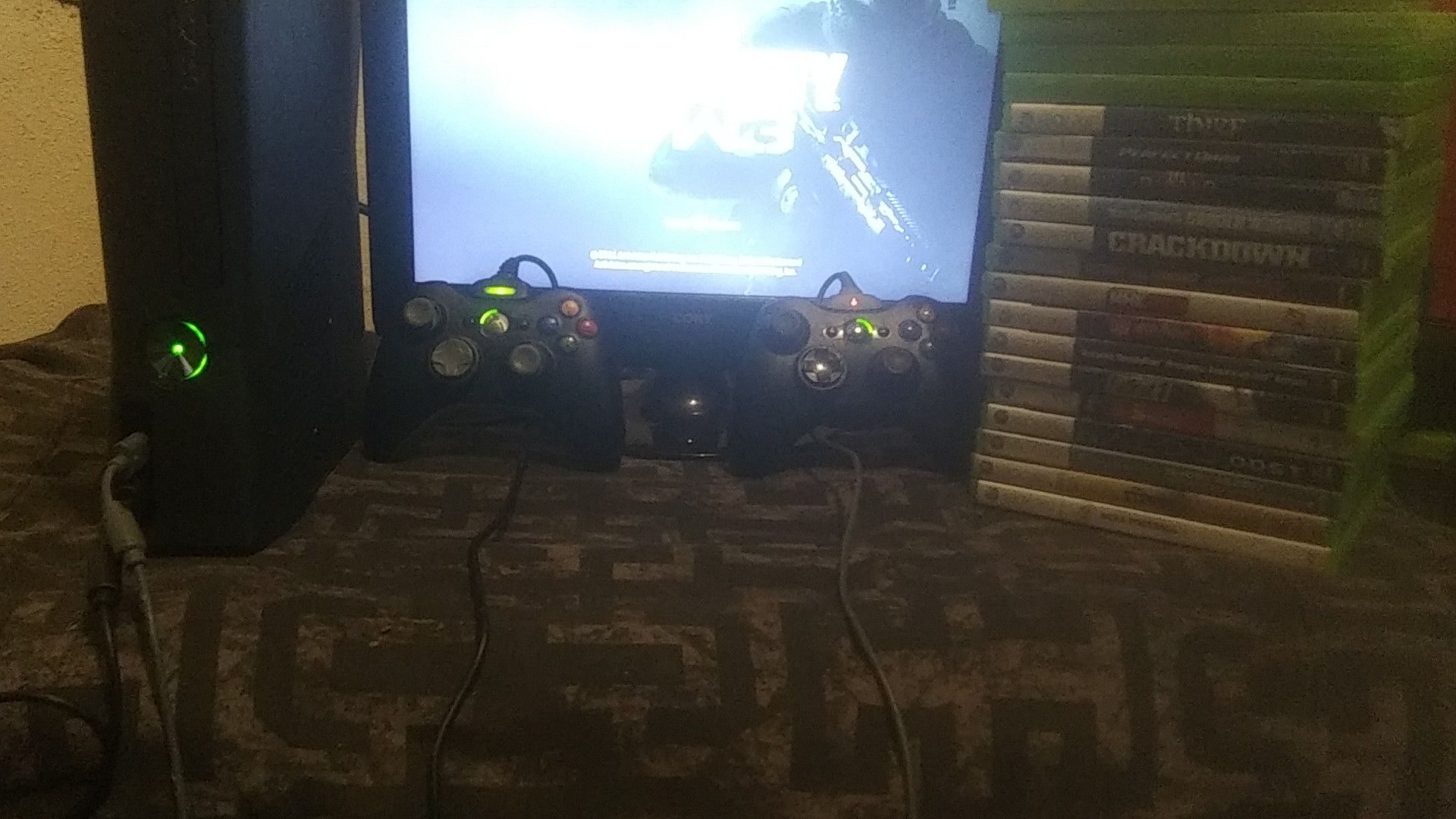 Xbox 360 with 2 controllers and 20 games