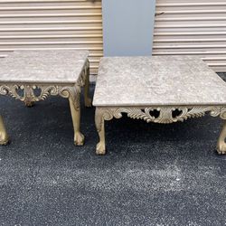 Marble Top Coffee Table With Matching End Tables