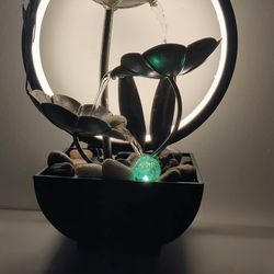 Small Water Fountain Meditation Zen White Noise Water Fall Humidifier Flower Water Effect