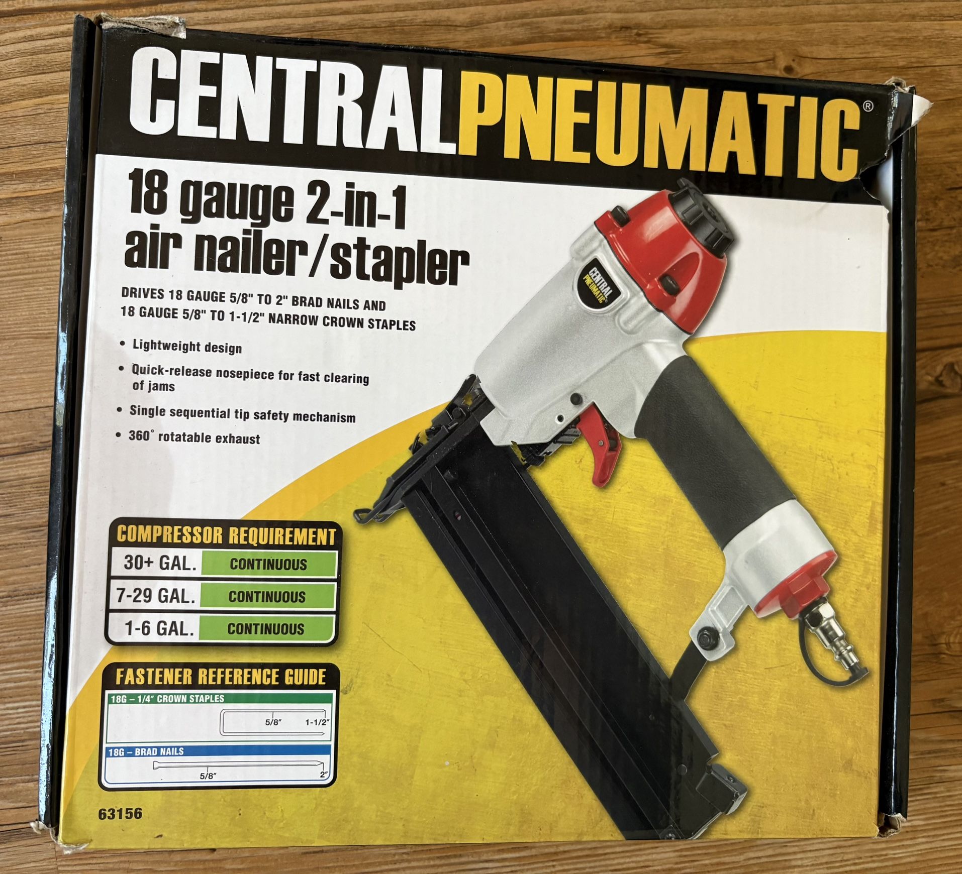 CENTRAL PNEUMATIC 18 gauge 2-in-1 air nailer/stapler