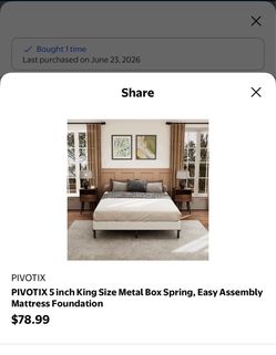 King bed frame and box spring
