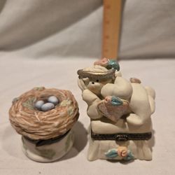 Hinged Porcelain Trinket Boxes Lot Of 2 VTG 1(contact info removed)  Collectables 