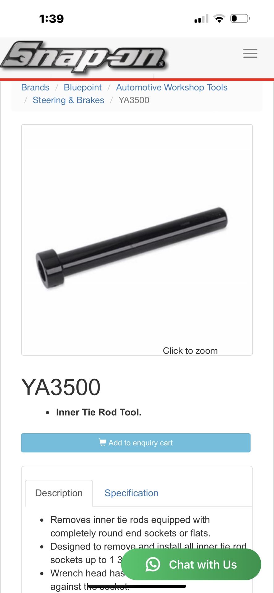 Snap on Blue Point Inner Tie Rod Tool
