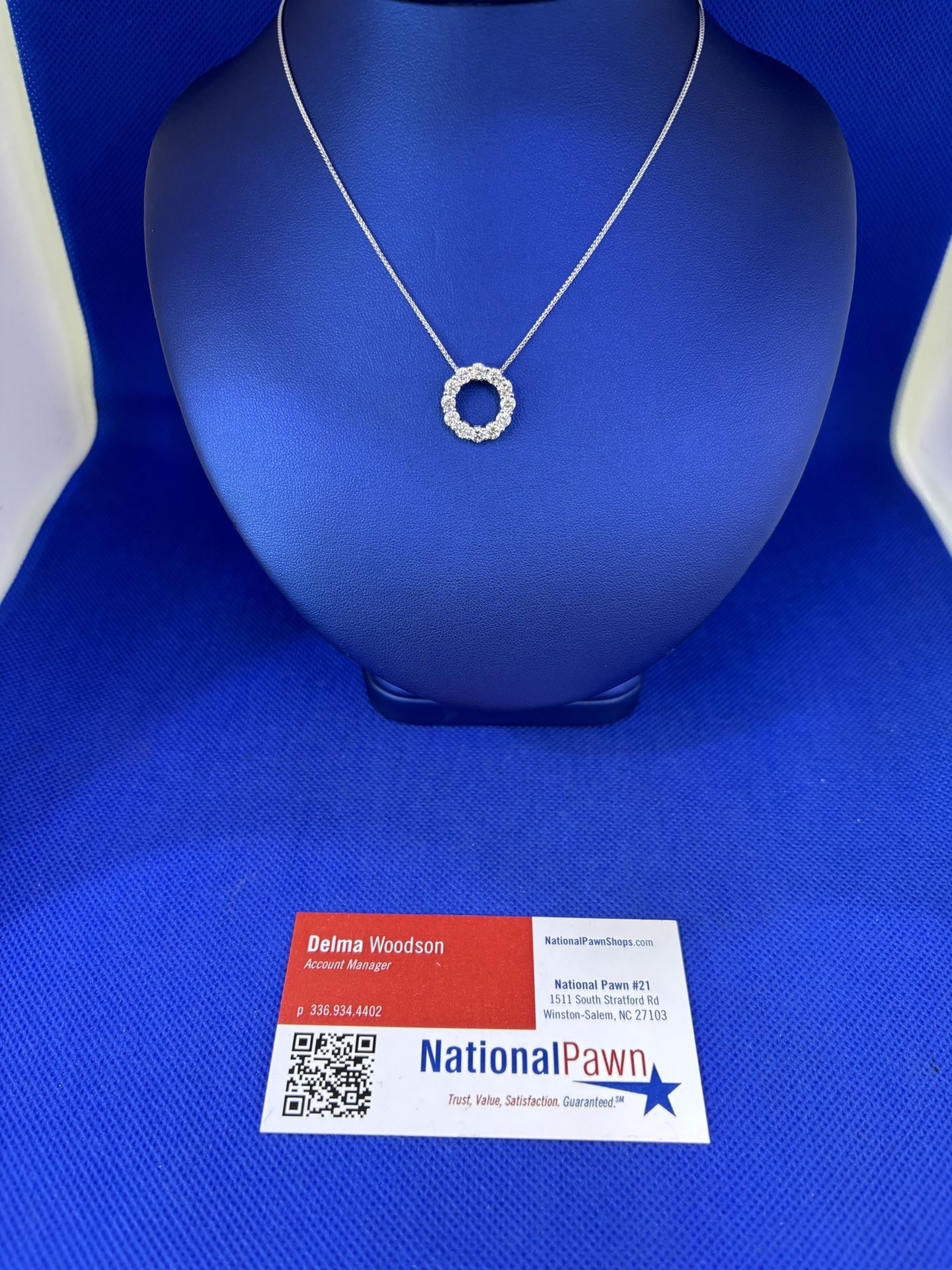 14KT White Gold Chain W/Diamond Pendant