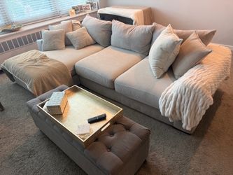 Light Gray Fabric Sofa with Cushions