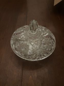 Cut Crystal Glass Covered Candy Dish