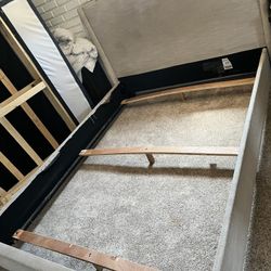 Bed Frame Brownish Queen Size With Box Spring 