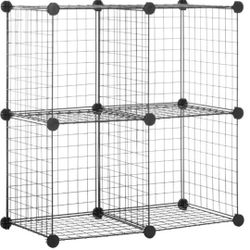 Modular Stackable Black Steel Wire Storage Cubes – 4-Piece (NEW)
