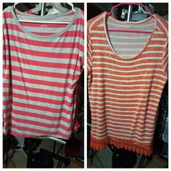 2 Striped Tops Size 2X