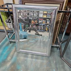 Silver Framed Mirror, Made In Italy  33x25