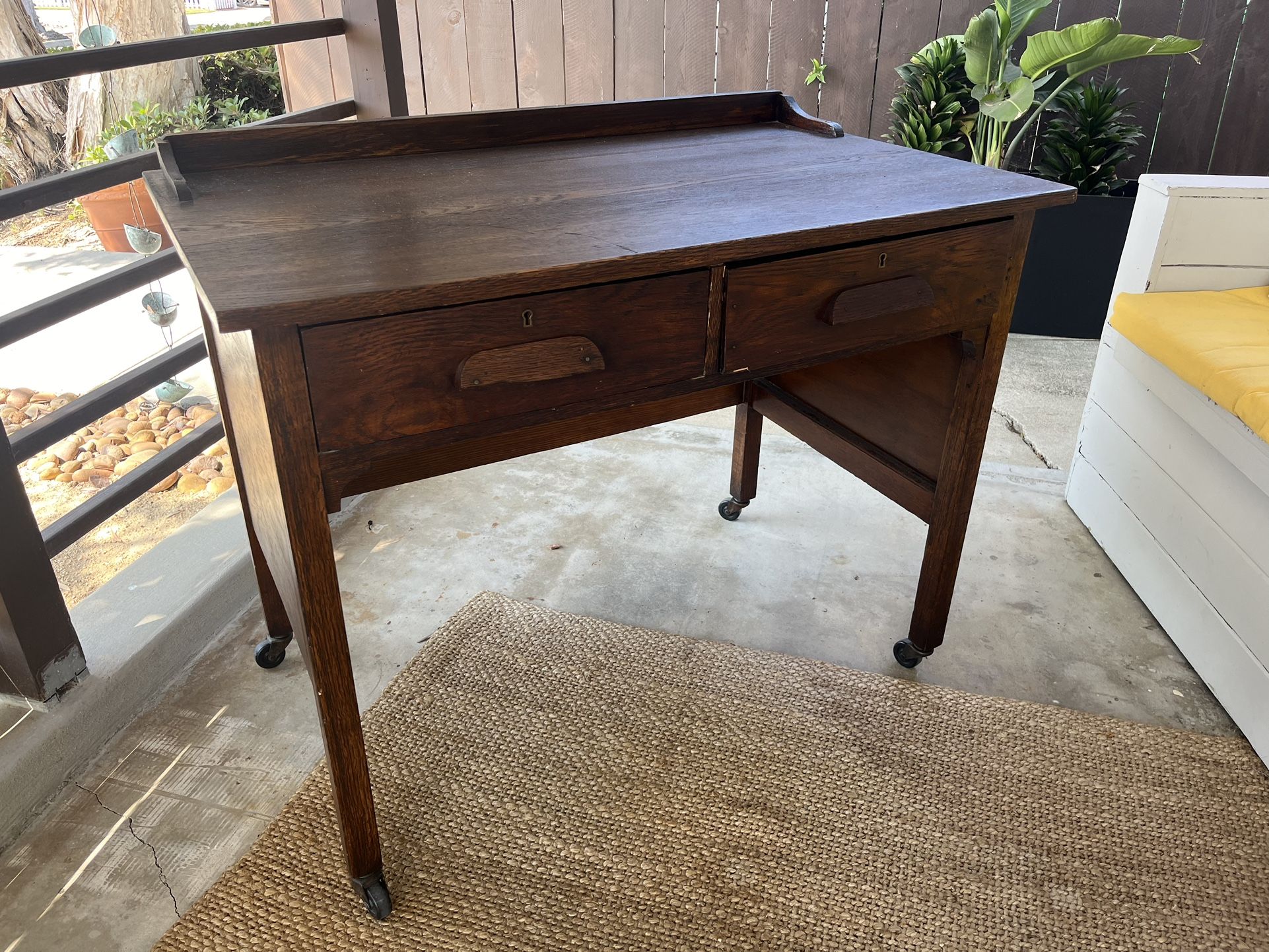 Cool Old Desk - Solid Wood With drawers and casters