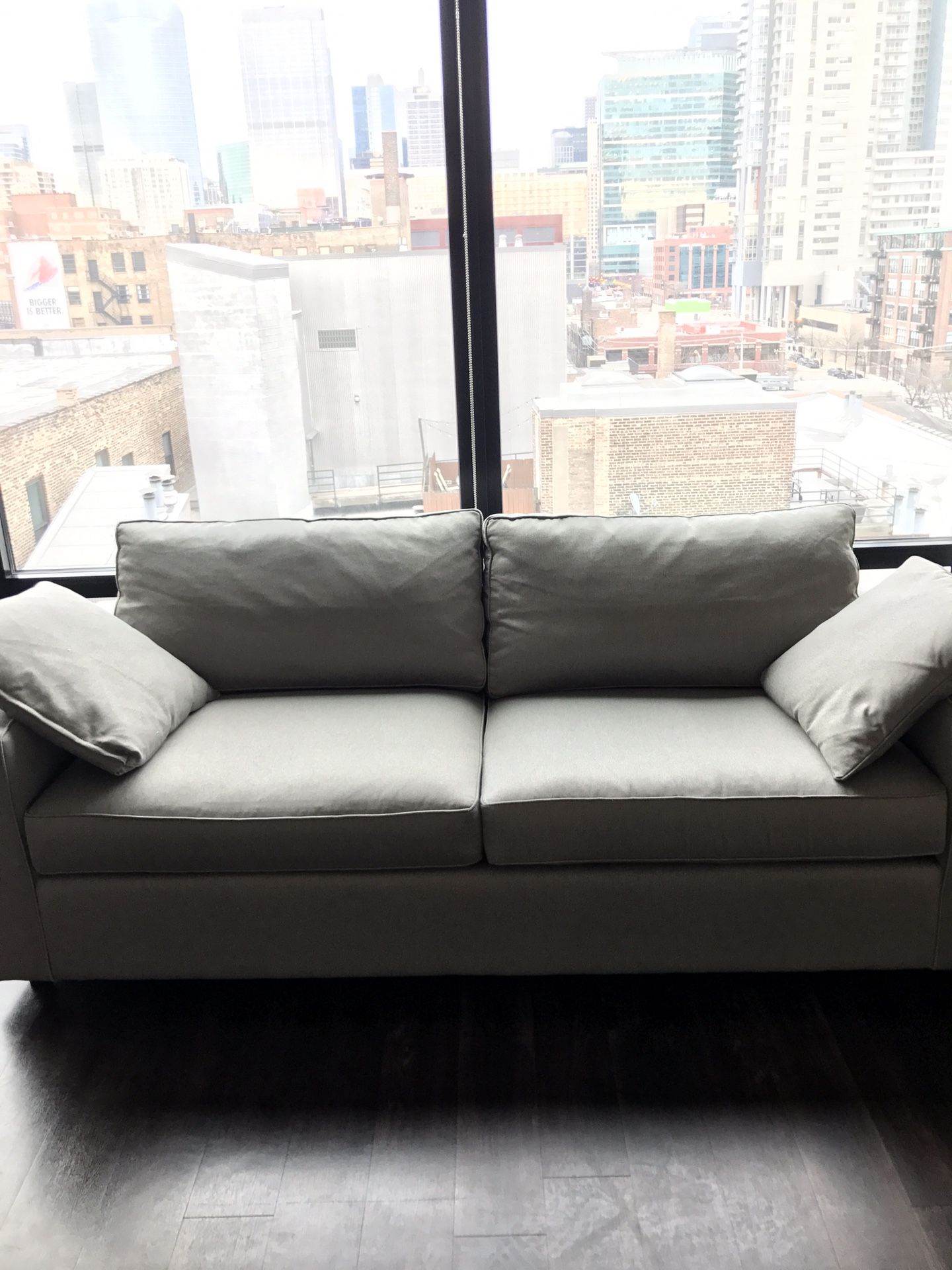 Room Board York 87" Sofa in Dawson in Cement