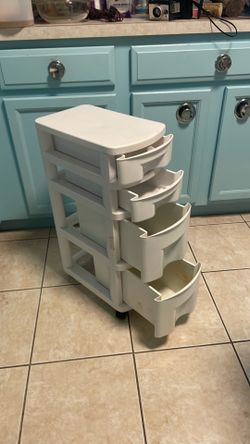 Rolling 4-drawer plastic office organizer