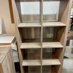 Set of 2 IKEA Kallax Cube Shelving Units with Glass