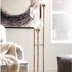 *Brand New* Signature Design by Ashley Emmie Floor Lamp with Varying Height Bulbs, Antique Gold