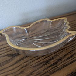 Mikasa Glass Golden Dove Shaped Sweet Dish Candy Dish Gold Rimed