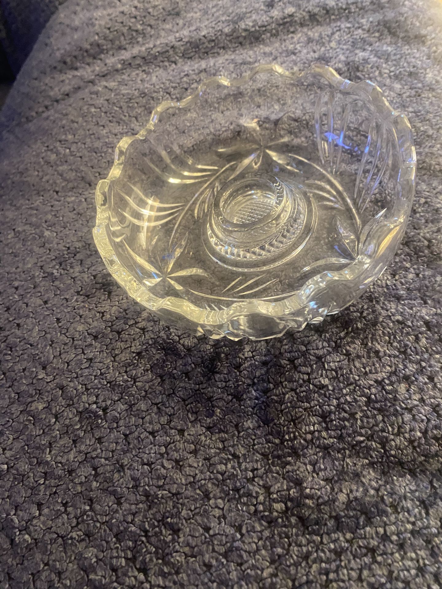 Vintage Pressed Cut Tapered Glass Candle Holder