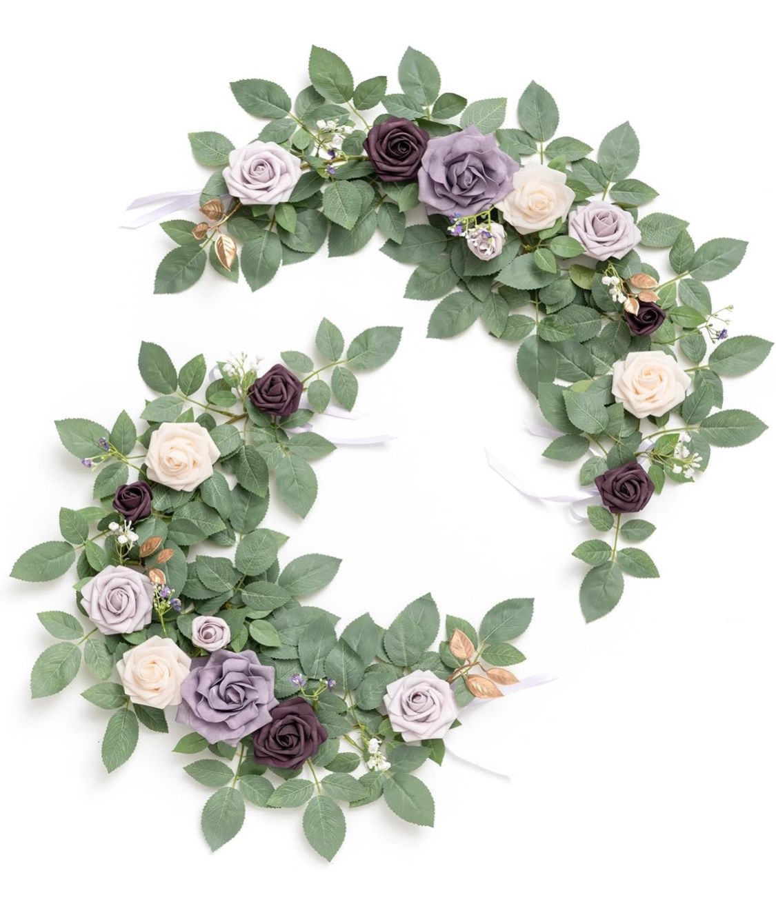 Ling's Moment 2Pack 2ft Artificial Flowers Garland Lilac Lantern Flower Centerpieces Light Purple Wedding Aisle Decor Chair Arch Floral for Reception