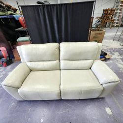 Modern Off-White Manual Reclining Loveseat