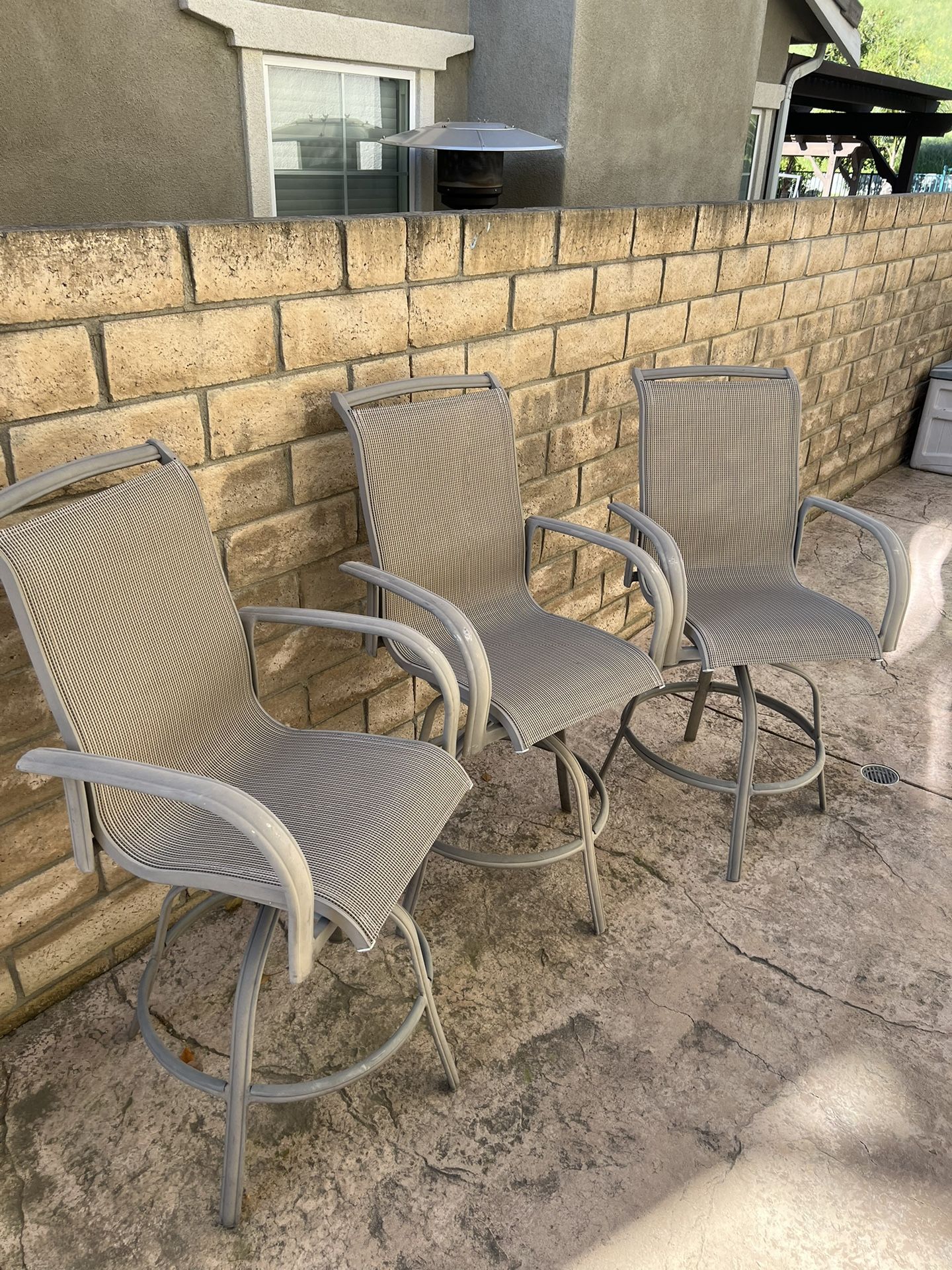 Set of 3 Patio Chairs - Bar Stool Height (27” Seat Height)