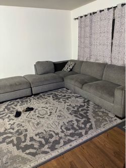 Grey Sectional Sofa with Ottoman
