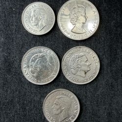 Foreign Silver Coins Lot Of 5 