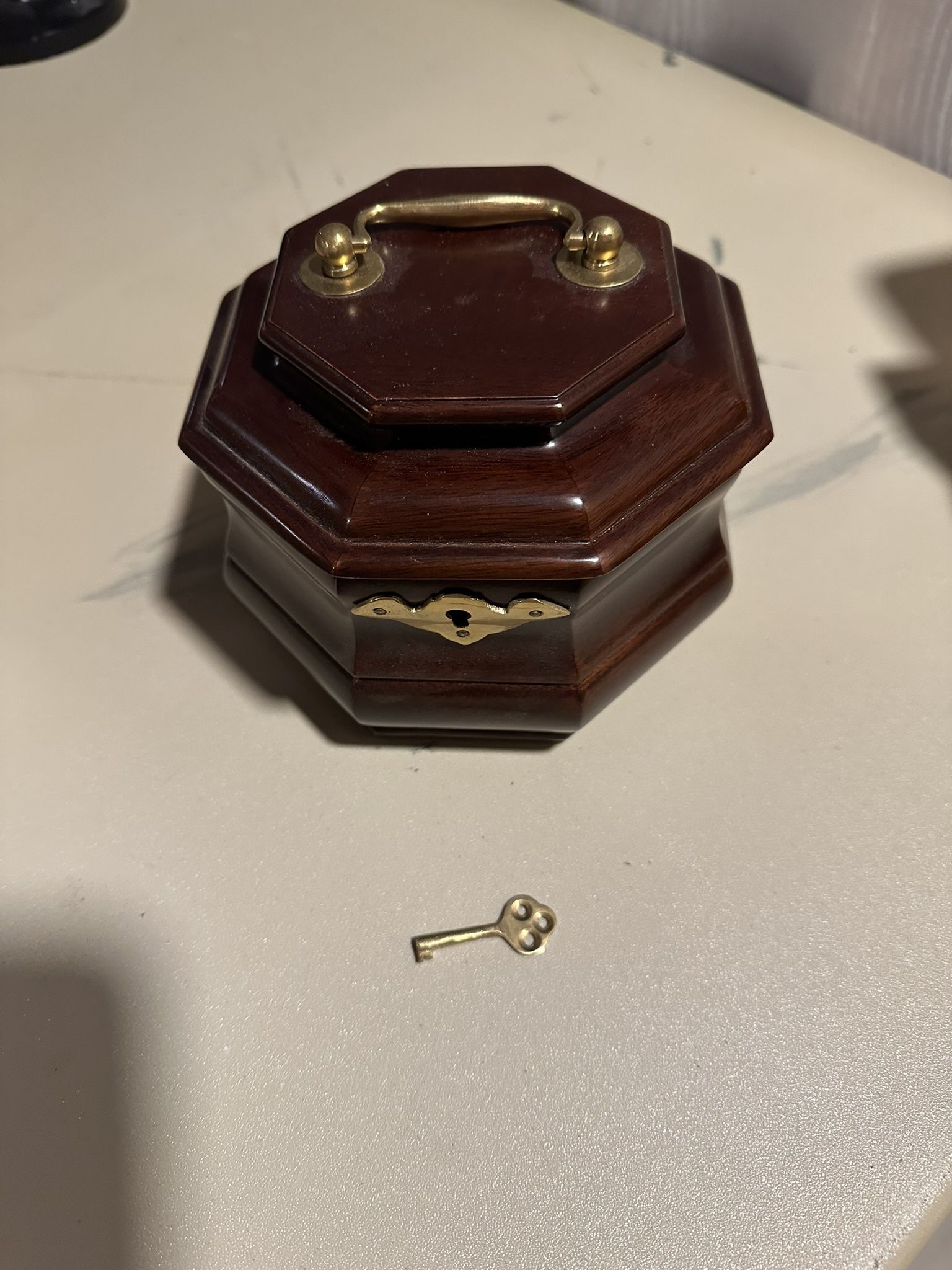 Wood Cherry Tea Box With Key