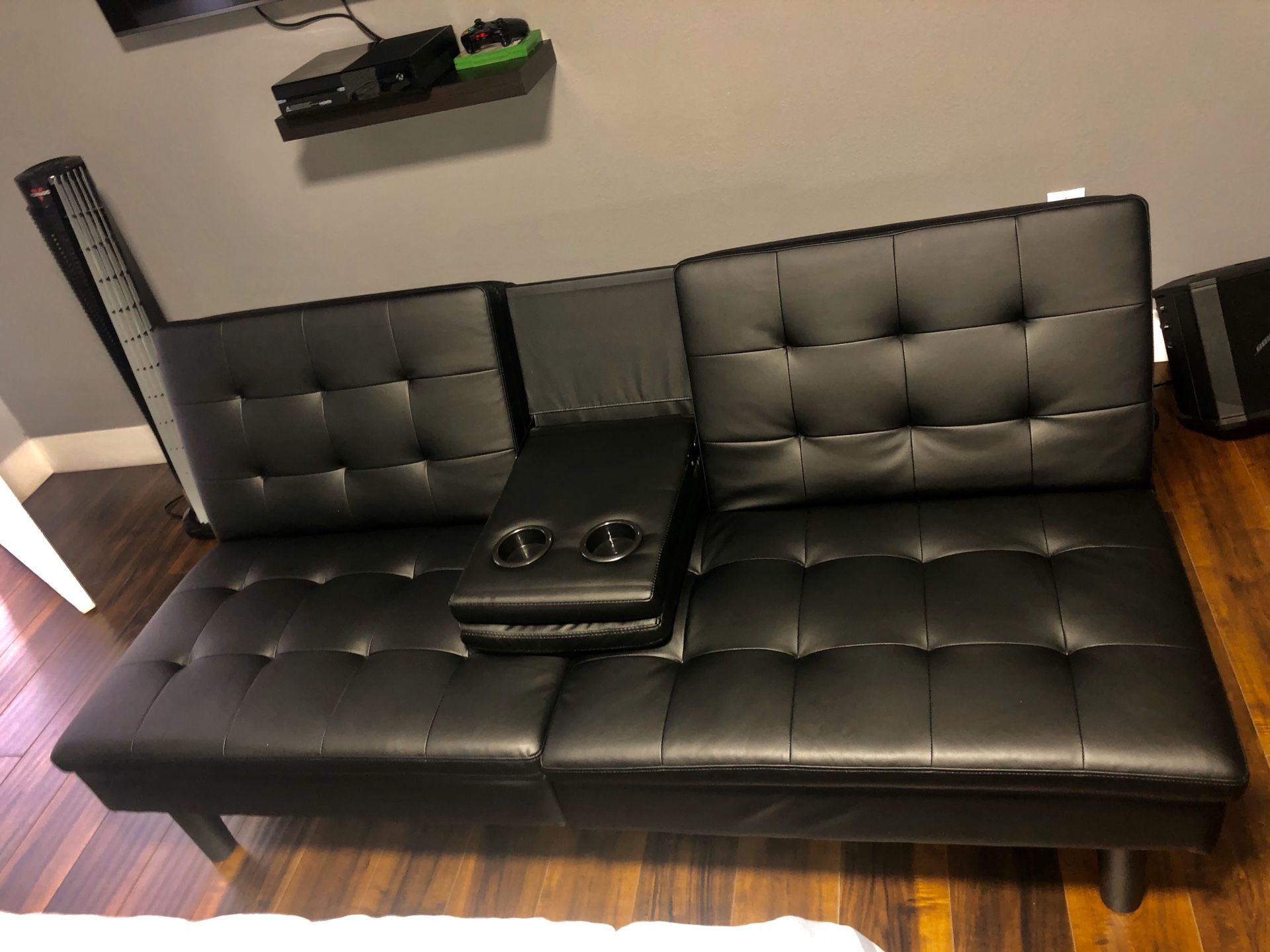 Sofa bed black leather
