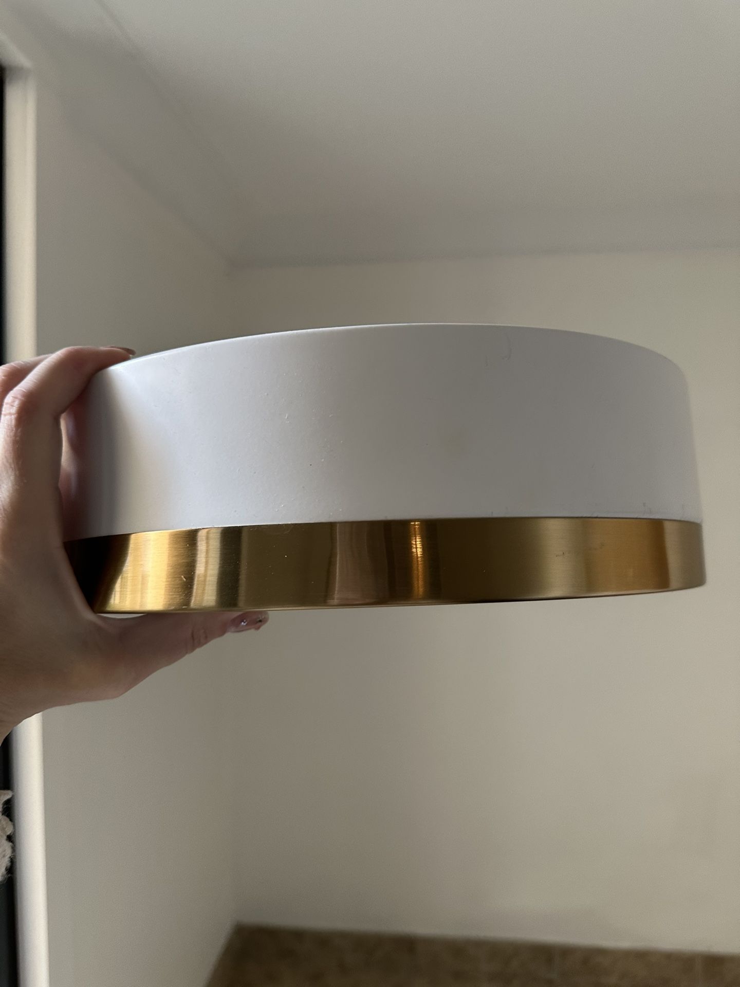 12 inch ceiling mount white and gold light fixture