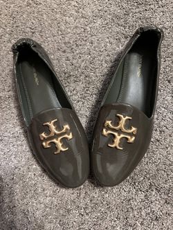 Tory Burch Women's Eleanor Pointed Toe Loafer Flats Size 7 Olive Green