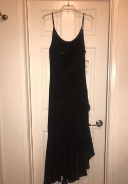 Black beaded evening dress
