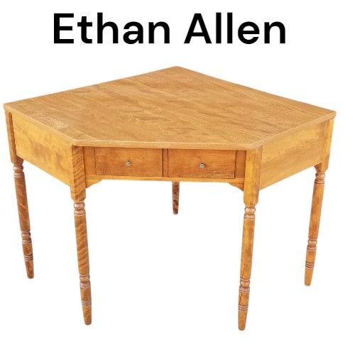 Gorgeous Vintage Mid-Century "Ethan Allen by Baumritter" Nutmeg Maple Corner Desk