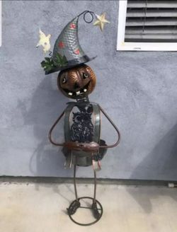 Halloween Decor Metal Jack O Lantern Candy Holder