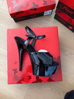Pleaser Black Patent Platform Heels