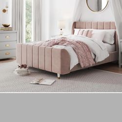Pink full size platform bed