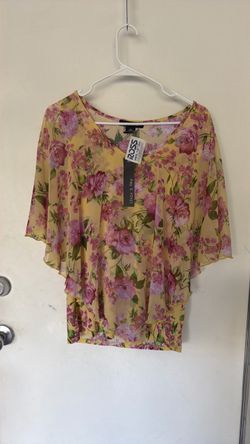 Adele & May Floral Mesh Flutter Sleeve Top